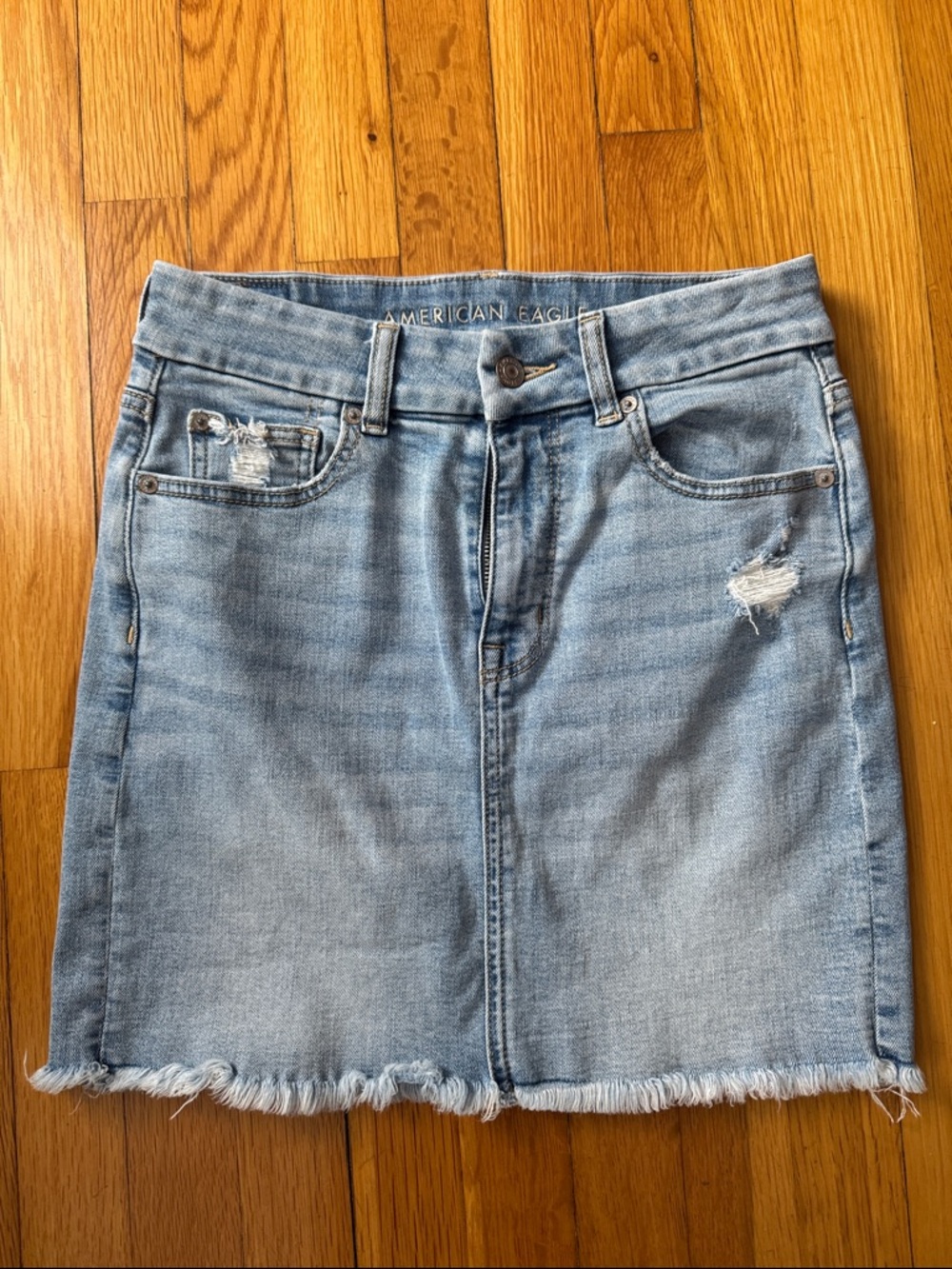 American Eagle Distressed Denim Mini Skirt